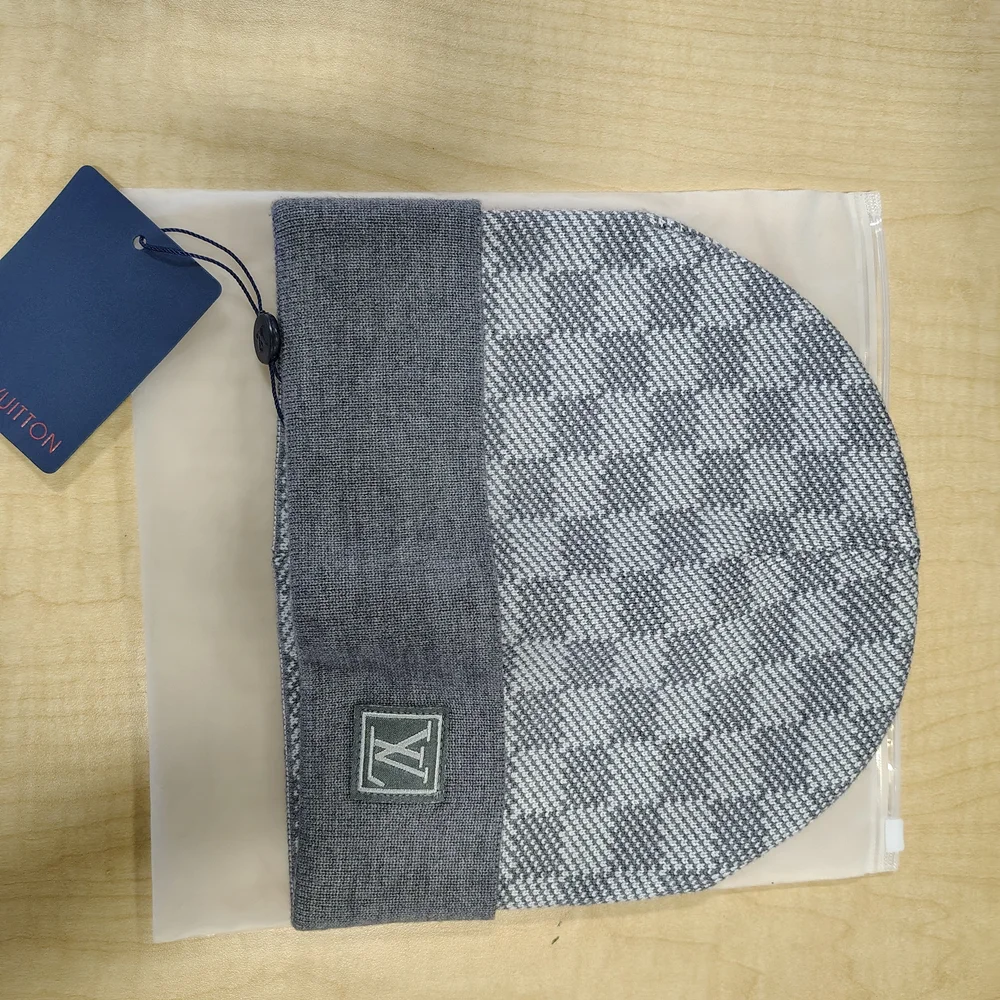 Louis Vuitton Gray Plaid Beanie - Picture 2 of 5